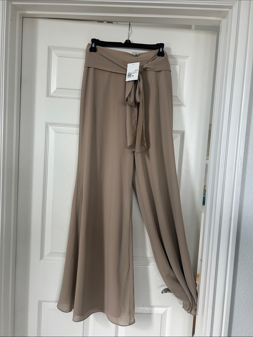 Forever 21 Neutral Taupe Wide-Leg Tie-Waist Pants